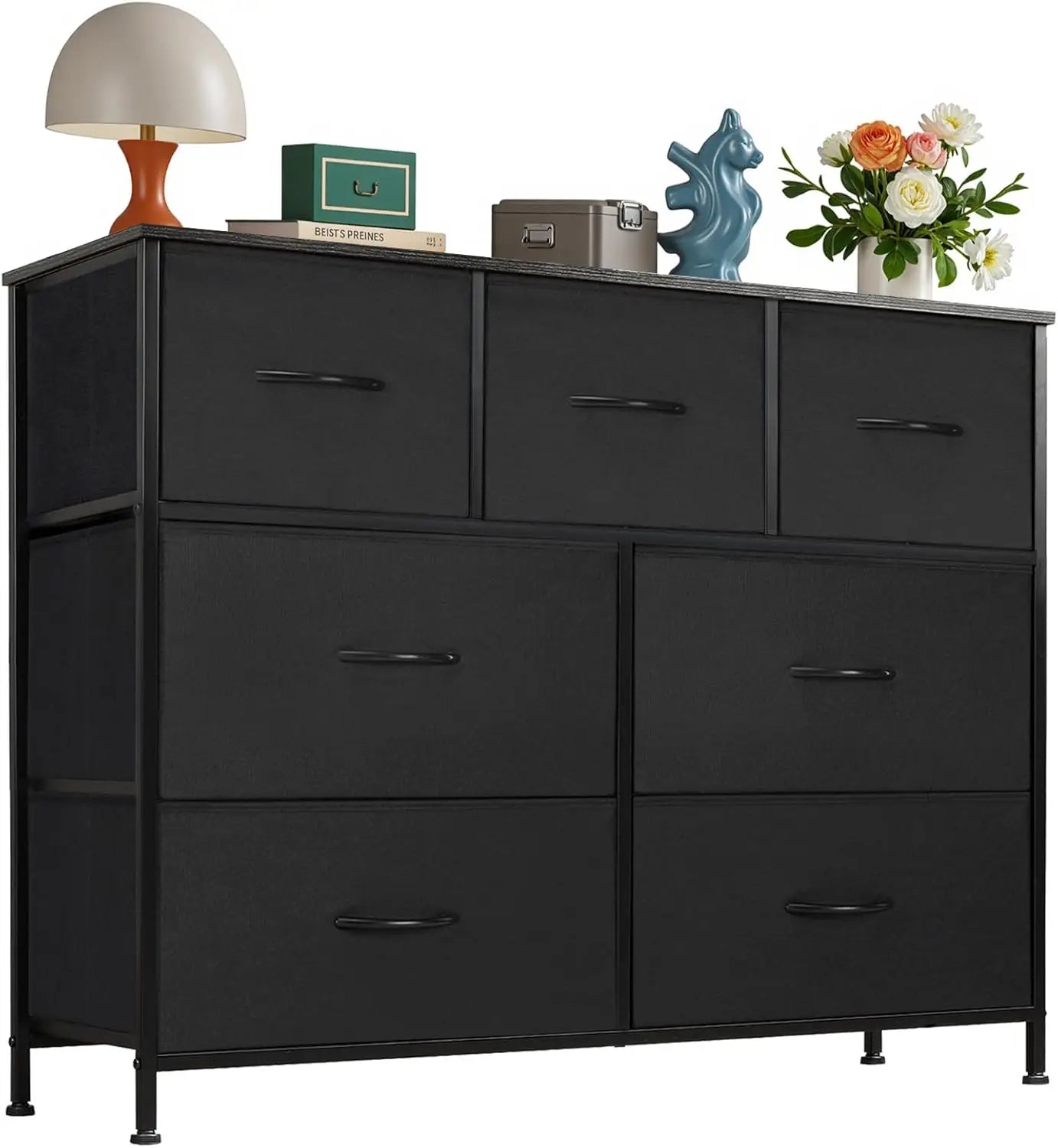 XMSJ Dresser With 7 Drawers And TV Stand Metal Frame