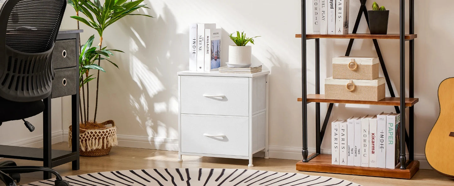 JHK Living Room Cabinet With Fabric Drawers Set Of 2