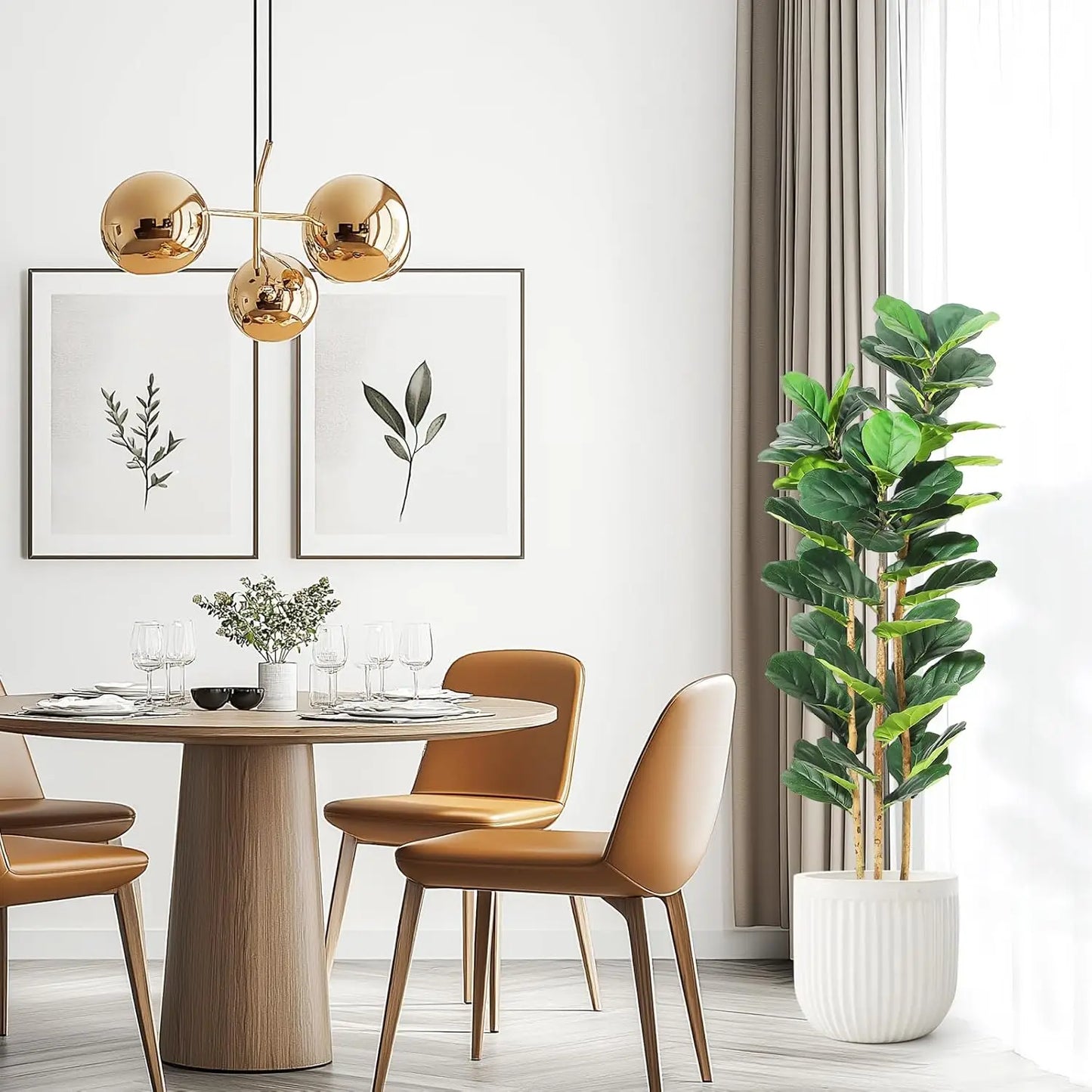 HiMISSCN Artificial Fiddle Leaf Fig Tree With Pot