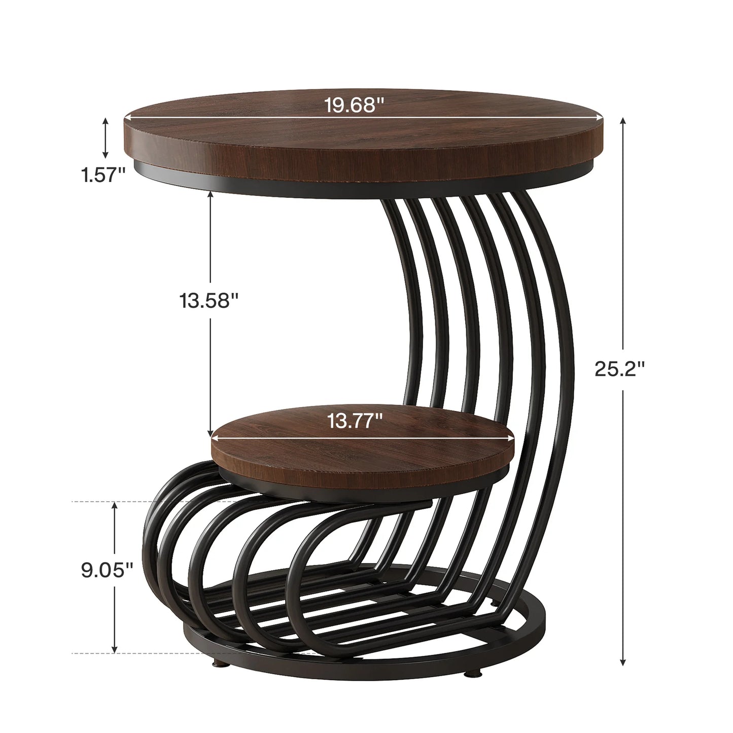 Tribesigns Two Tier Faux Marble End Table With Storage Shelf