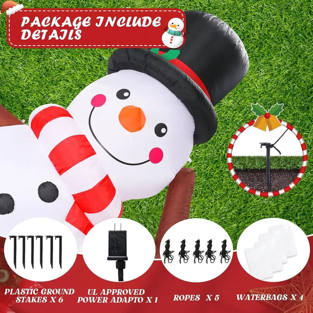 LED Snowman Inflatable Outdoor Christmas Decoration for Lawn and Patio