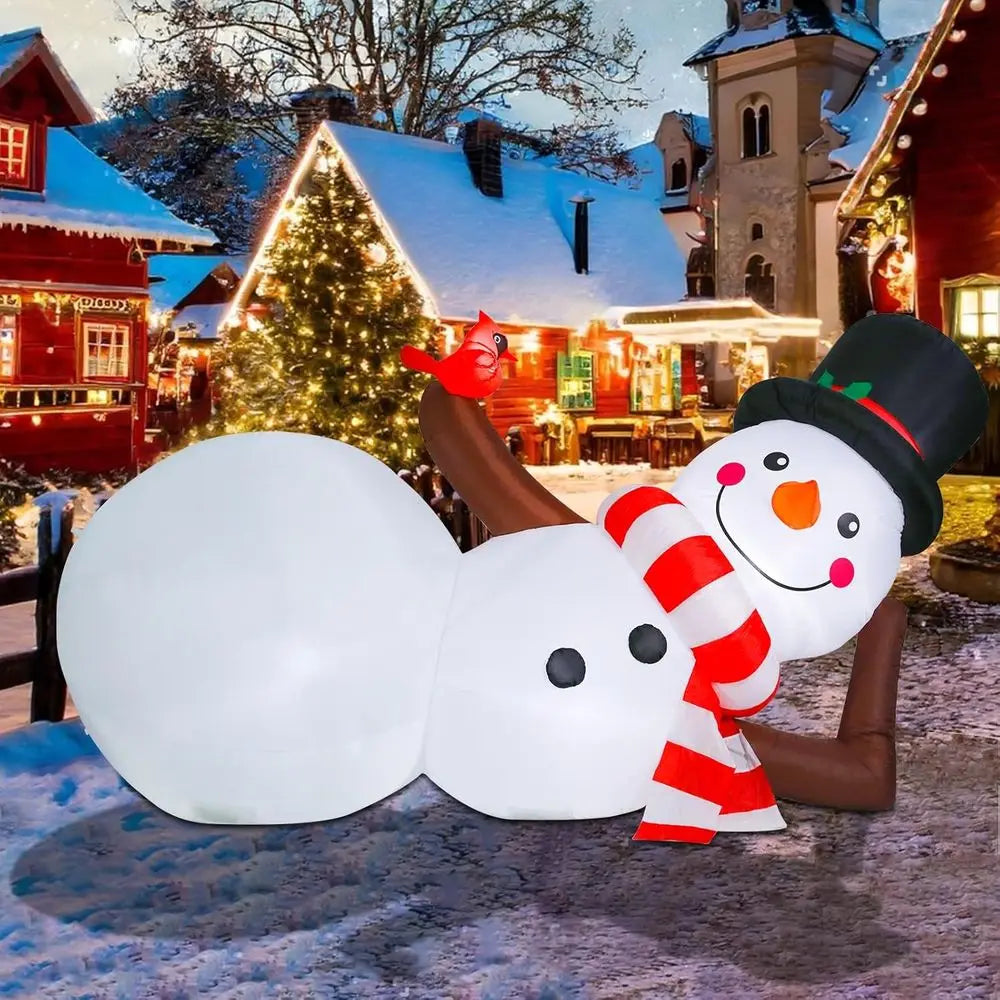 LED Snowman Inflatable Outdoor Christmas Decoration for Lawn and Patio