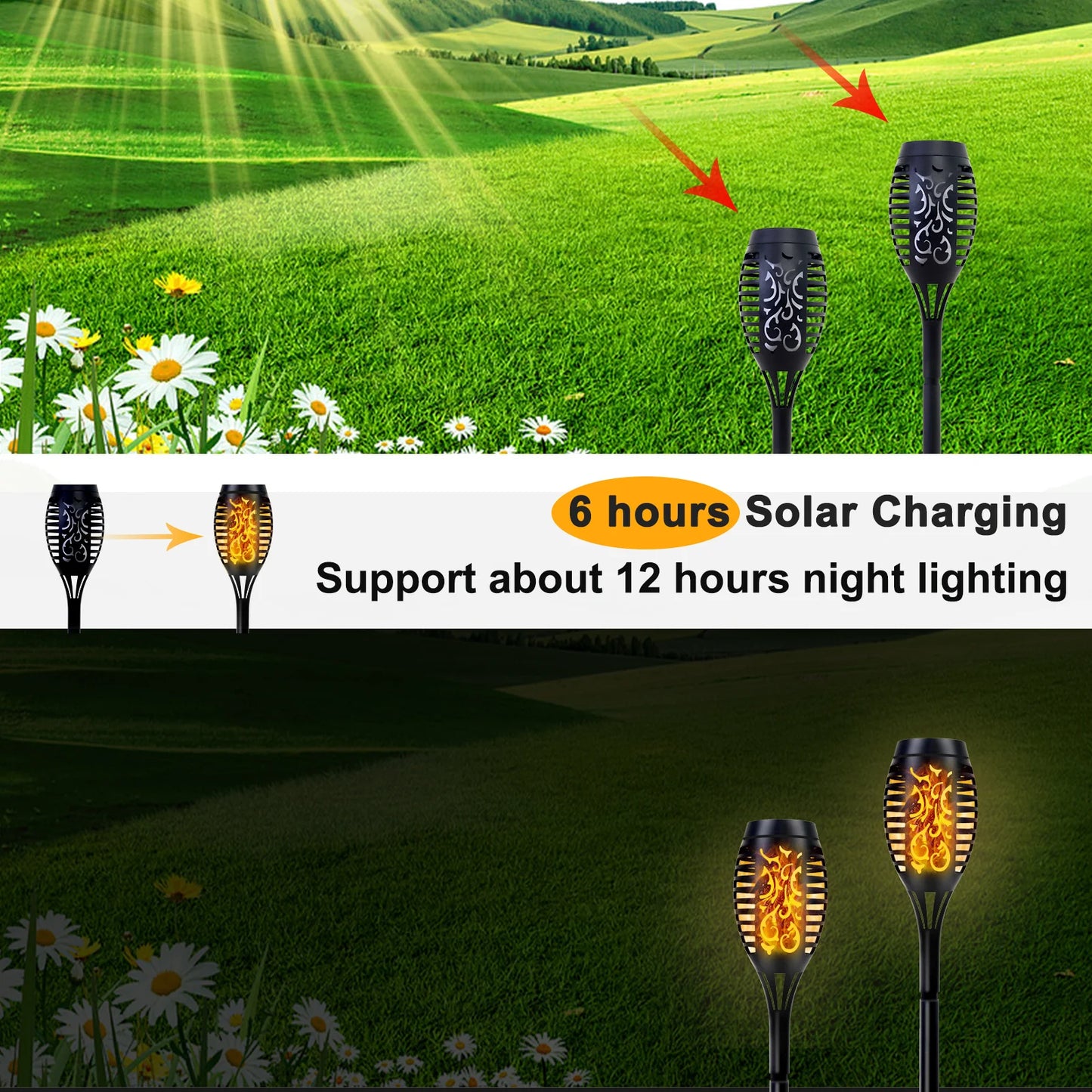 Solar LED Torch Lights Flickering Flame Waterproof Outdoor Pathway