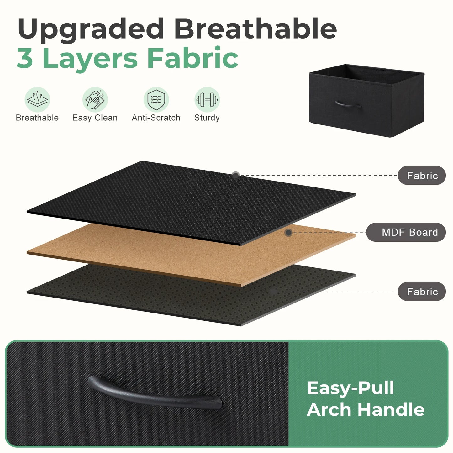 JHK Living Room Cabinet With Fabric Drawers Set Of 2