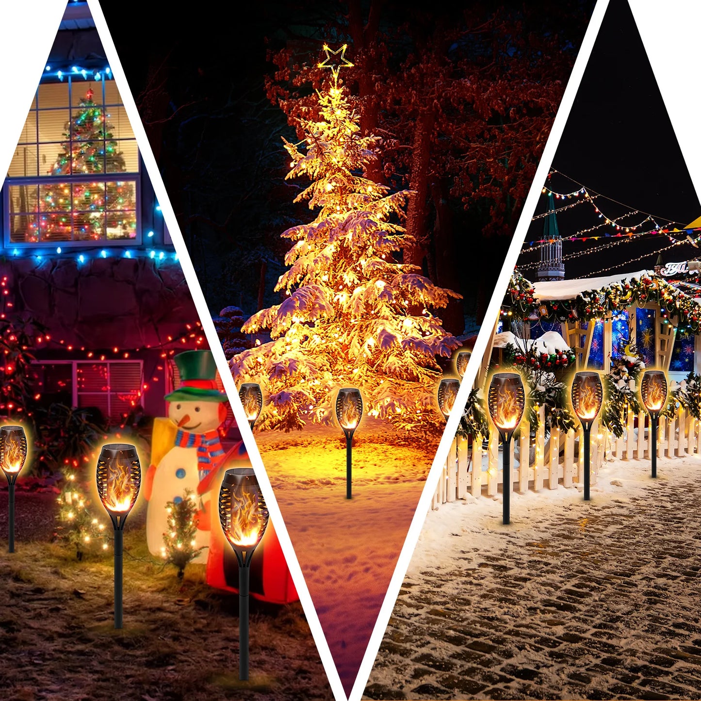 Solar LED Torch Lights Flickering Flame Waterproof Outdoor Pathway