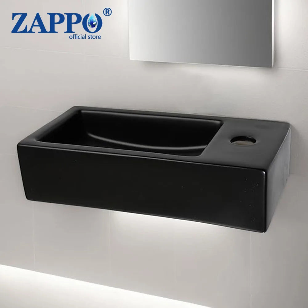 Torayvino Floating Vessel Sink Wall Mounted Rectangular Ceramic Basin
