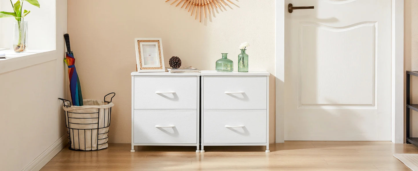 JHK Living Room Cabinet With Fabric Drawers Set Of 2