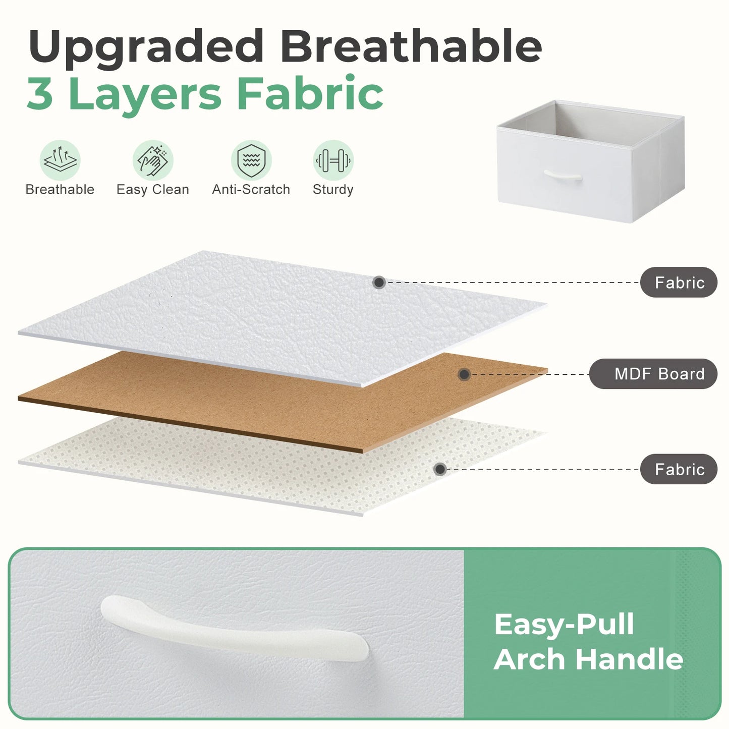 JHK Living Room Cabinet With Fabric Drawers Set Of 2