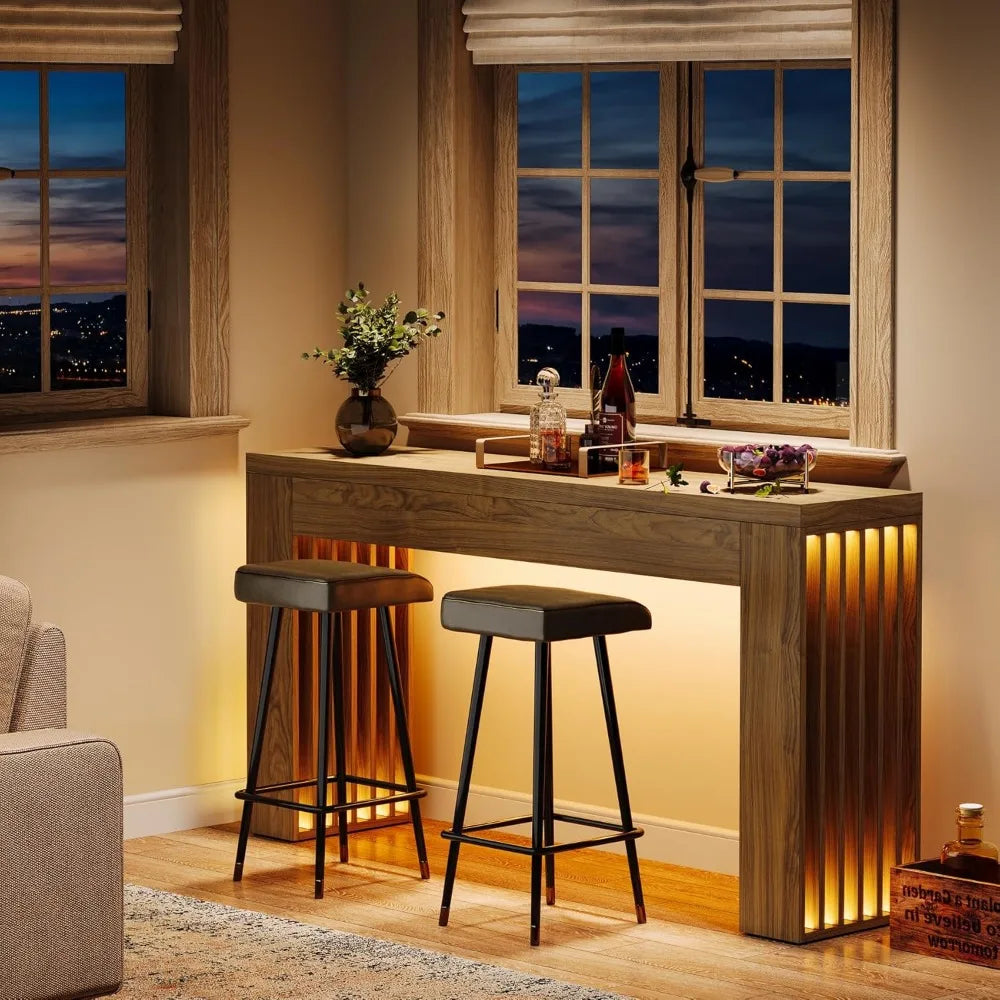 RBXC Rustic Wood Console Sofa Table With Vertical Slat Legs