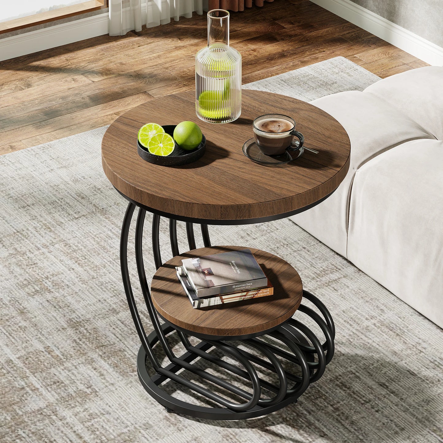 Tribesigns Two Tier Faux Marble End Table With Storage Shelf