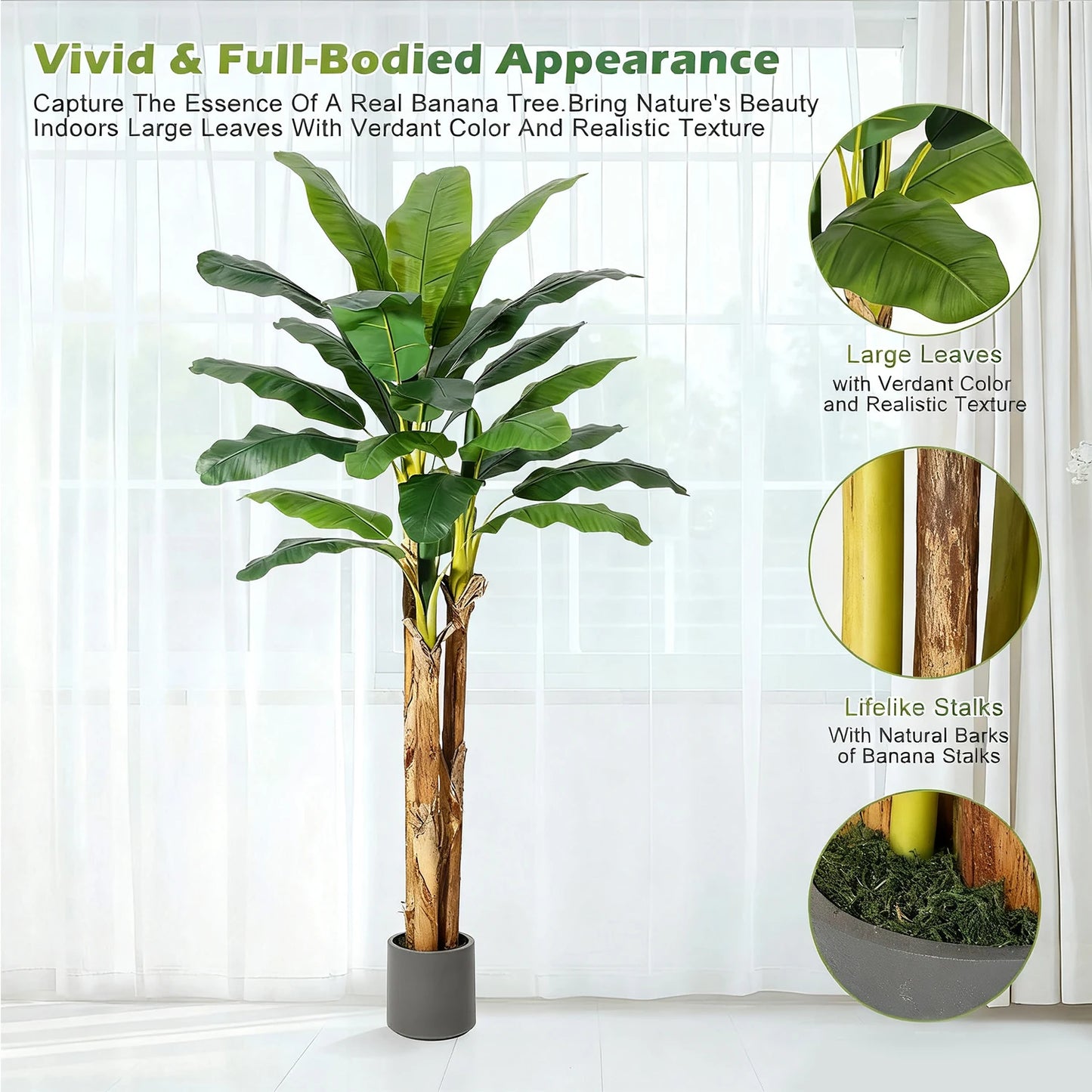 Artificial Banana Tree in Planter for Indoor and Outdoor Decor