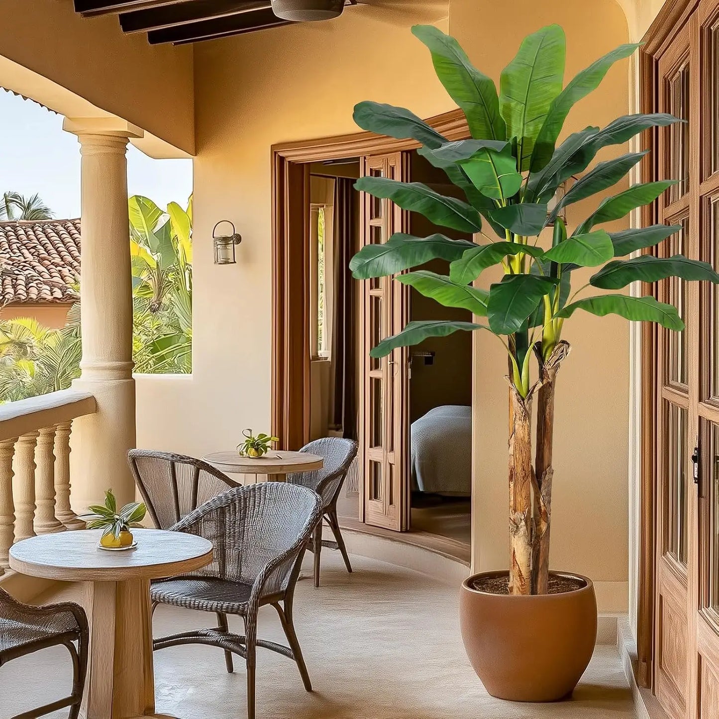 Artificial Banana Tree in Planter for Indoor and Outdoor Decor