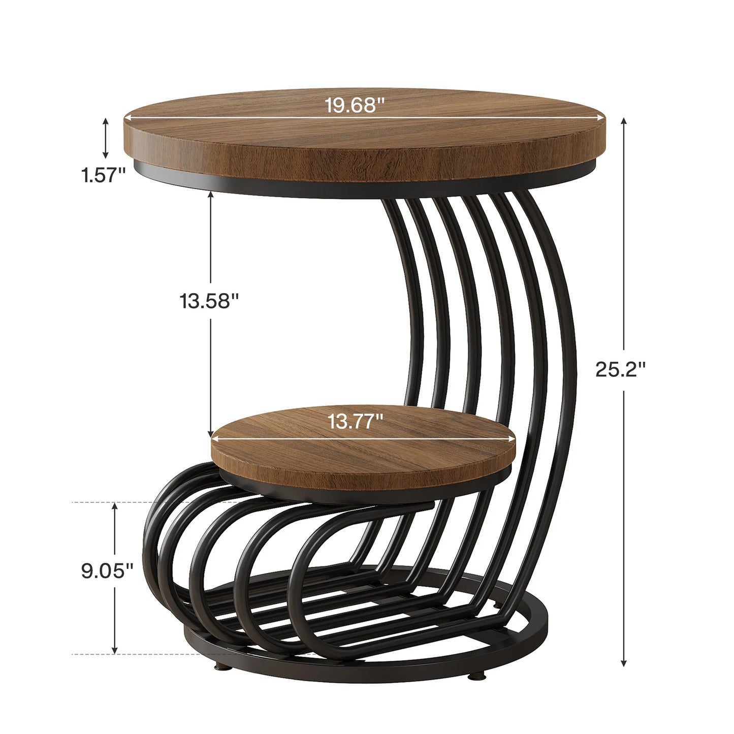 Tribesigns Two Tier Faux Marble End Table With Storage Shelf
