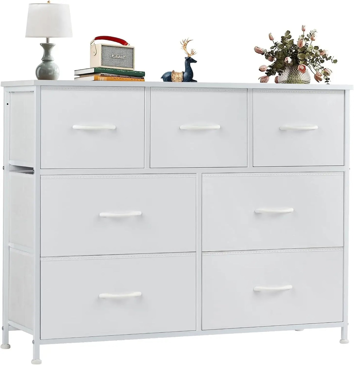 XMSJ Dresser With 7 Drawers And TV Stand Metal Frame