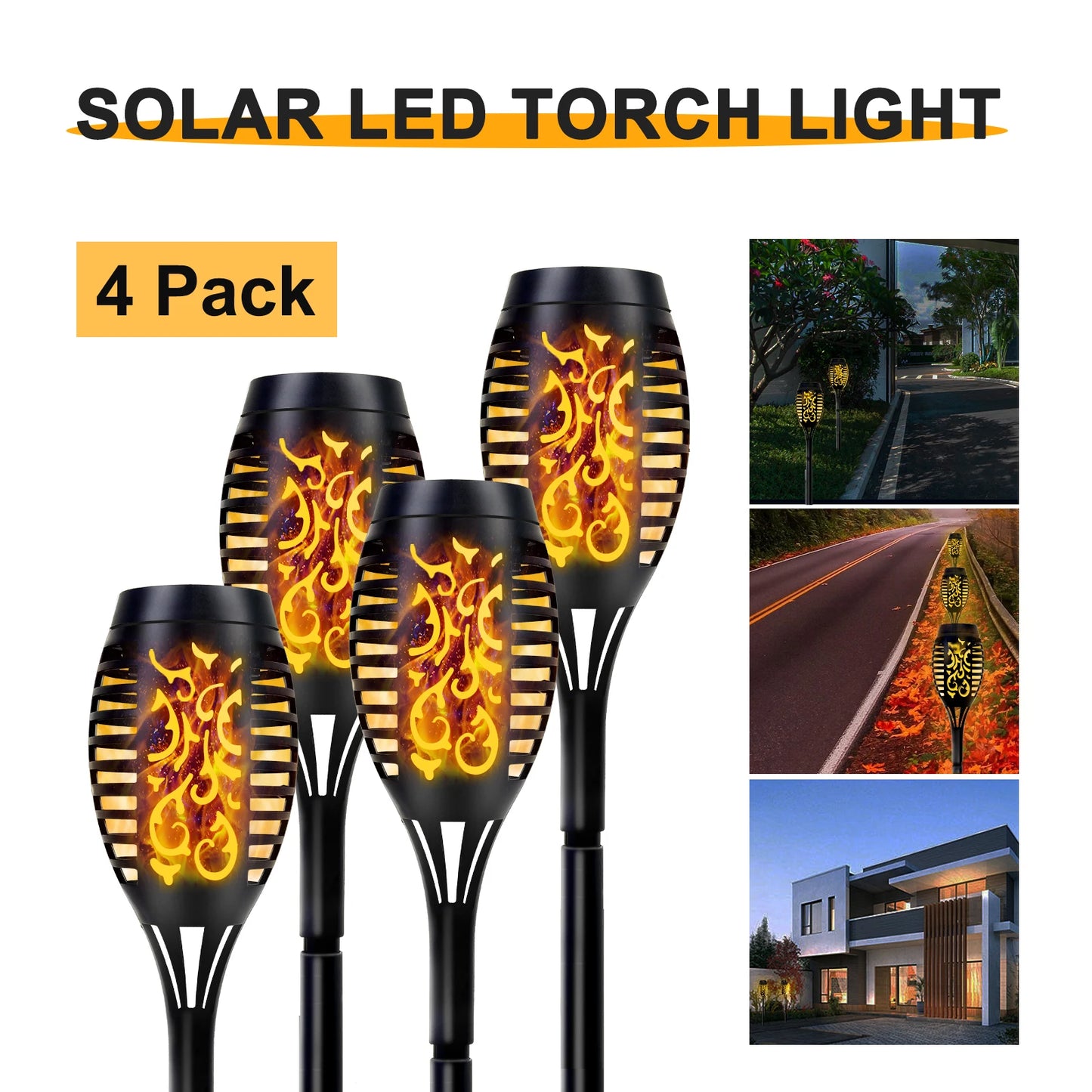 Solar LED Torch Lights Flickering Flame Waterproof Outdoor Pathway