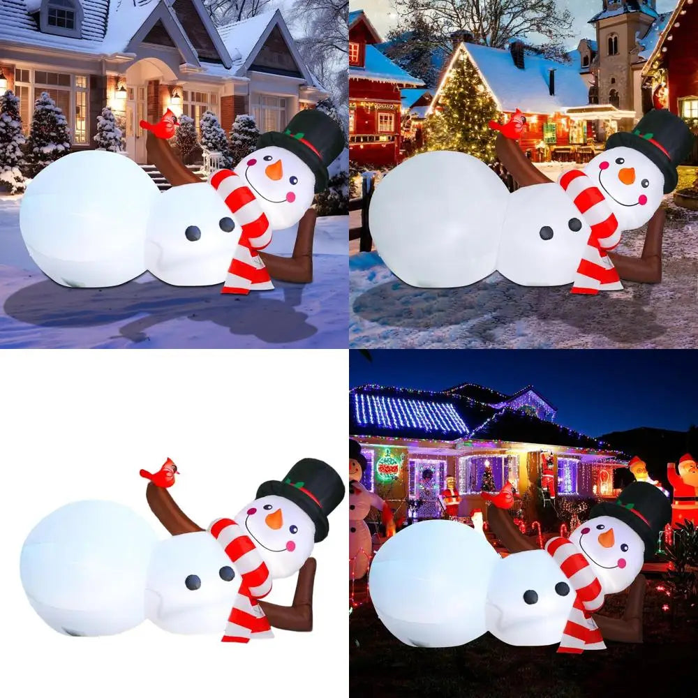 LED Snowman Inflatable Outdoor Christmas Decoration for Lawn and Patio