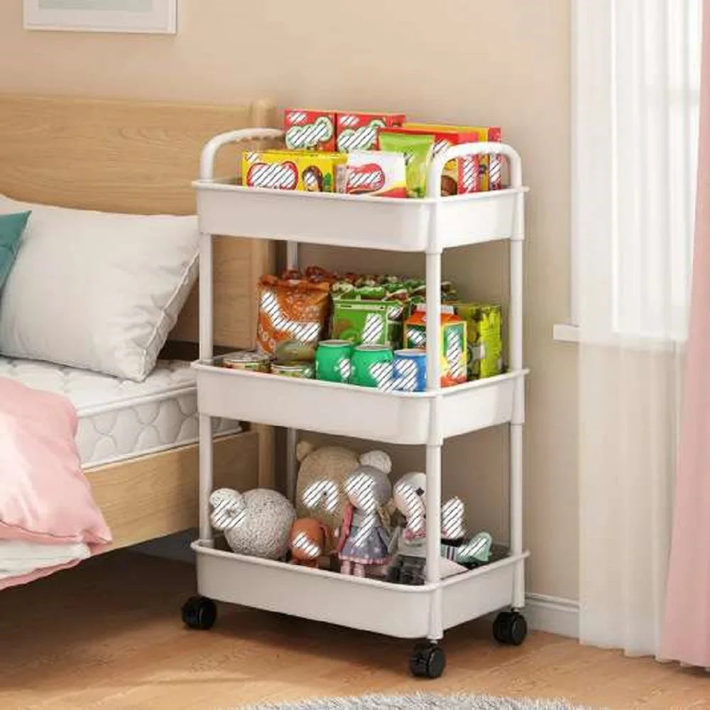 Plastic Multi Functional Rolling Storage Cart With Adjustable Shelves