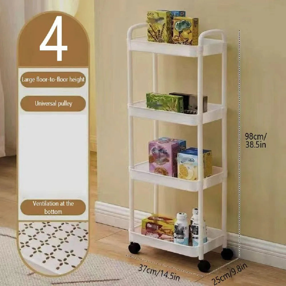Plastic Multi Functional Rolling Storage Cart With Adjustable Shelves
