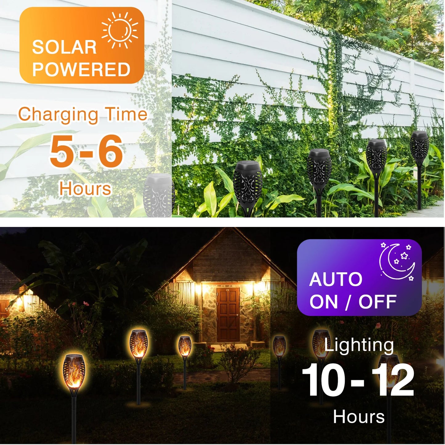 Solar LED Torch Lights Flickering Flame Waterproof Outdoor Pathway