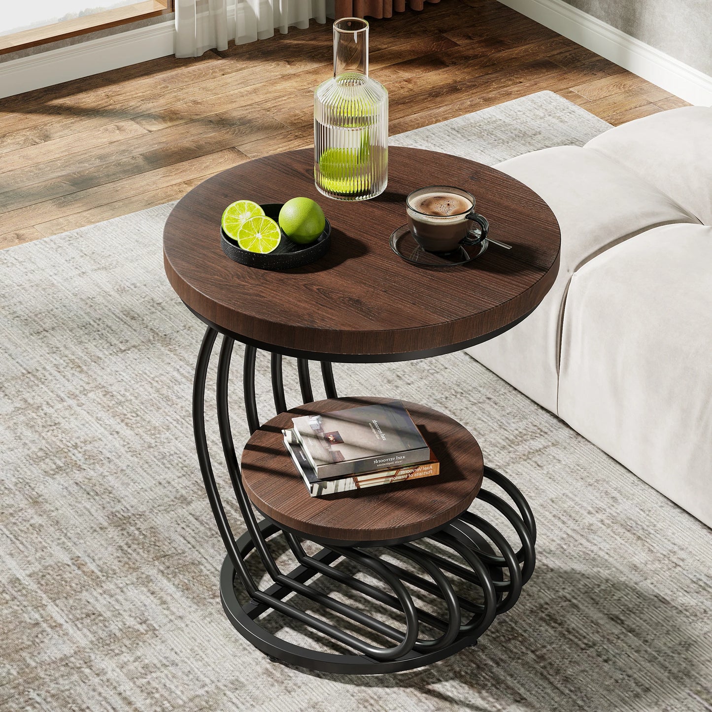 Tribesigns Two Tier Faux Marble End Table With Storage Shelf