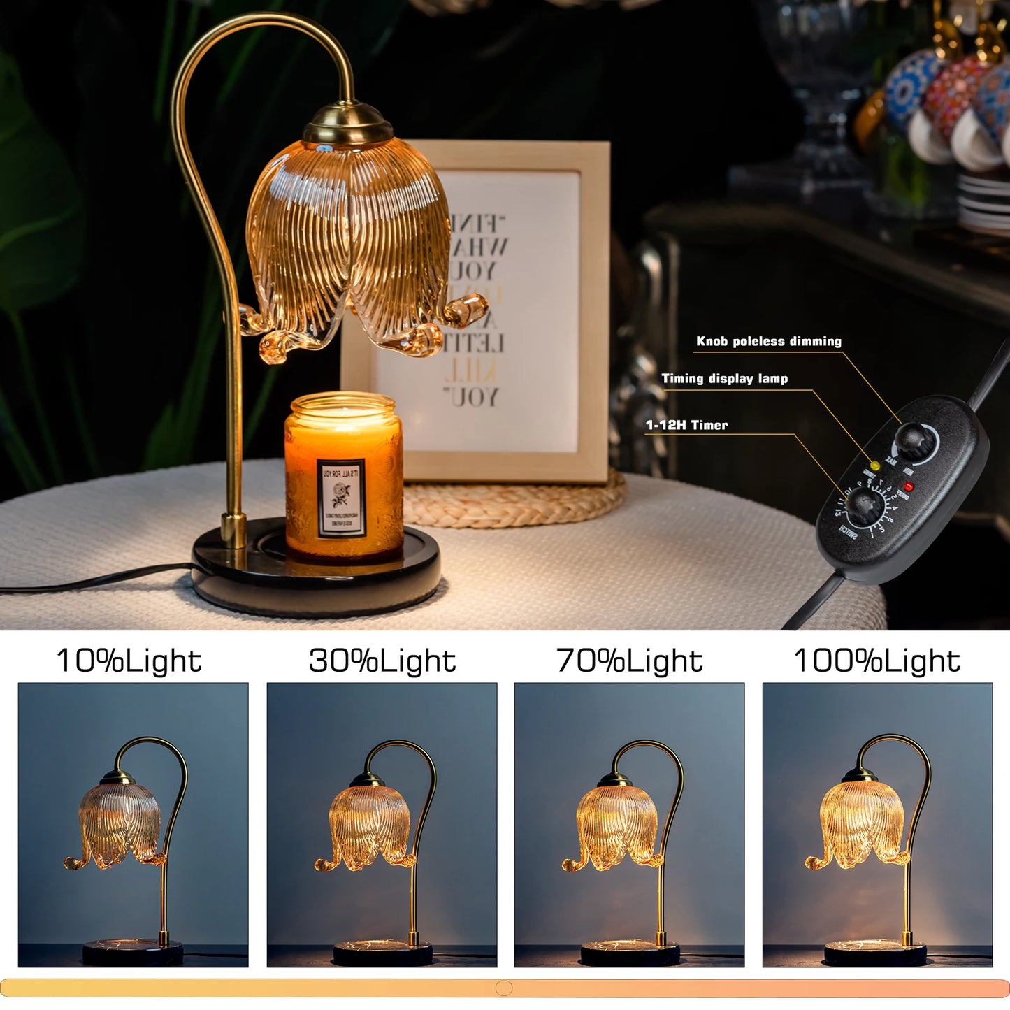 Tulip Flower Warm Candle Lamp French Retro Bedside Night Light