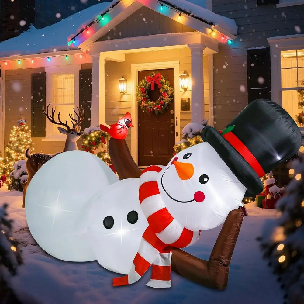LED Snowman Inflatable Outdoor Christmas Decoration for Lawn and Patio