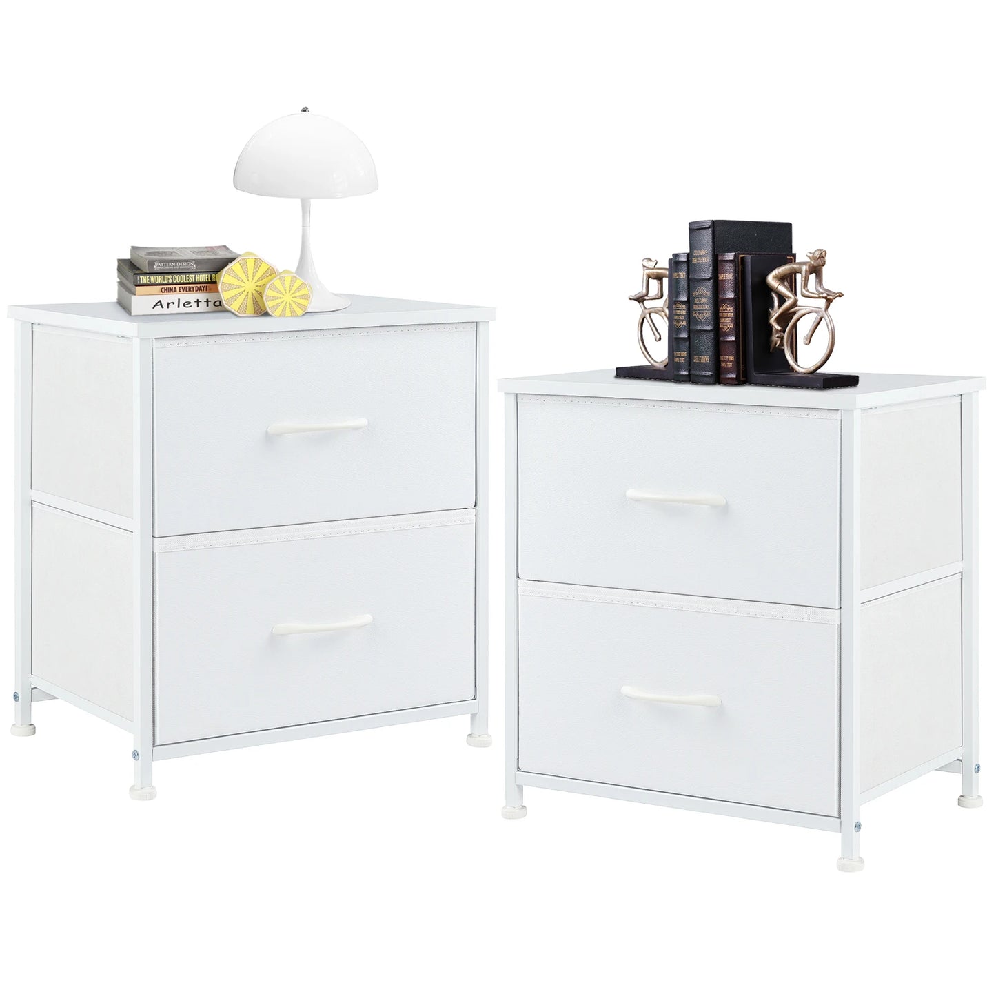 JHK Living Room Cabinet With Fabric Drawers Set Of 2