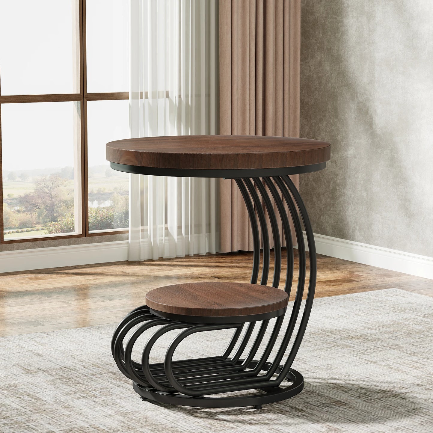 Tribesigns Two Tier Faux Marble End Table With Storage Shelf