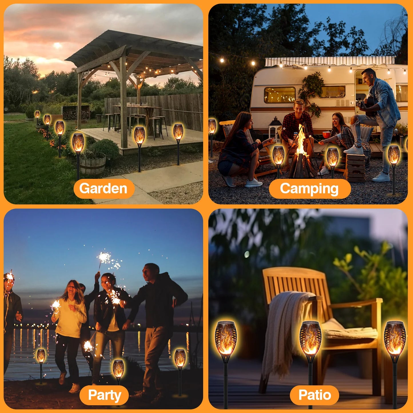 Solar LED Torch Lights Flickering Flame Waterproof Outdoor Pathway