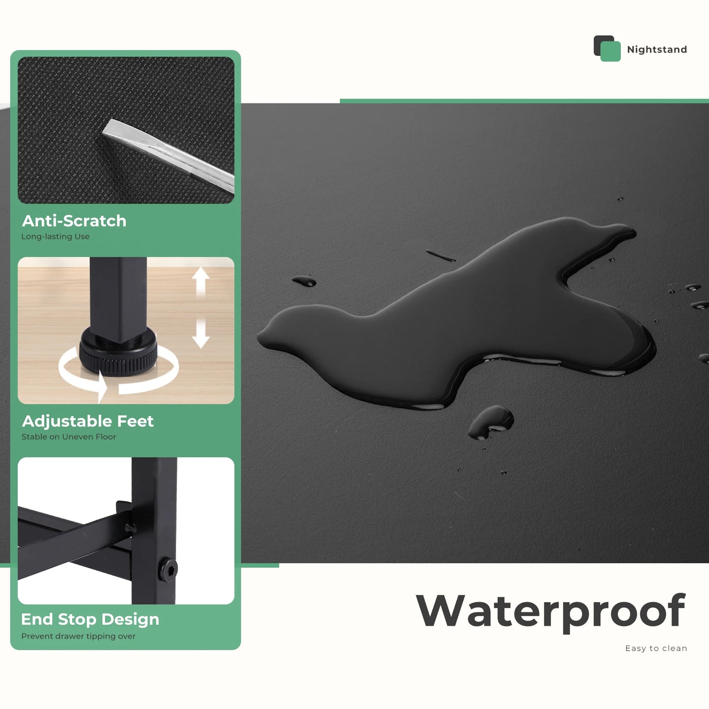 JHK Living Room Cabinet With Fabric Drawers Set Of 2