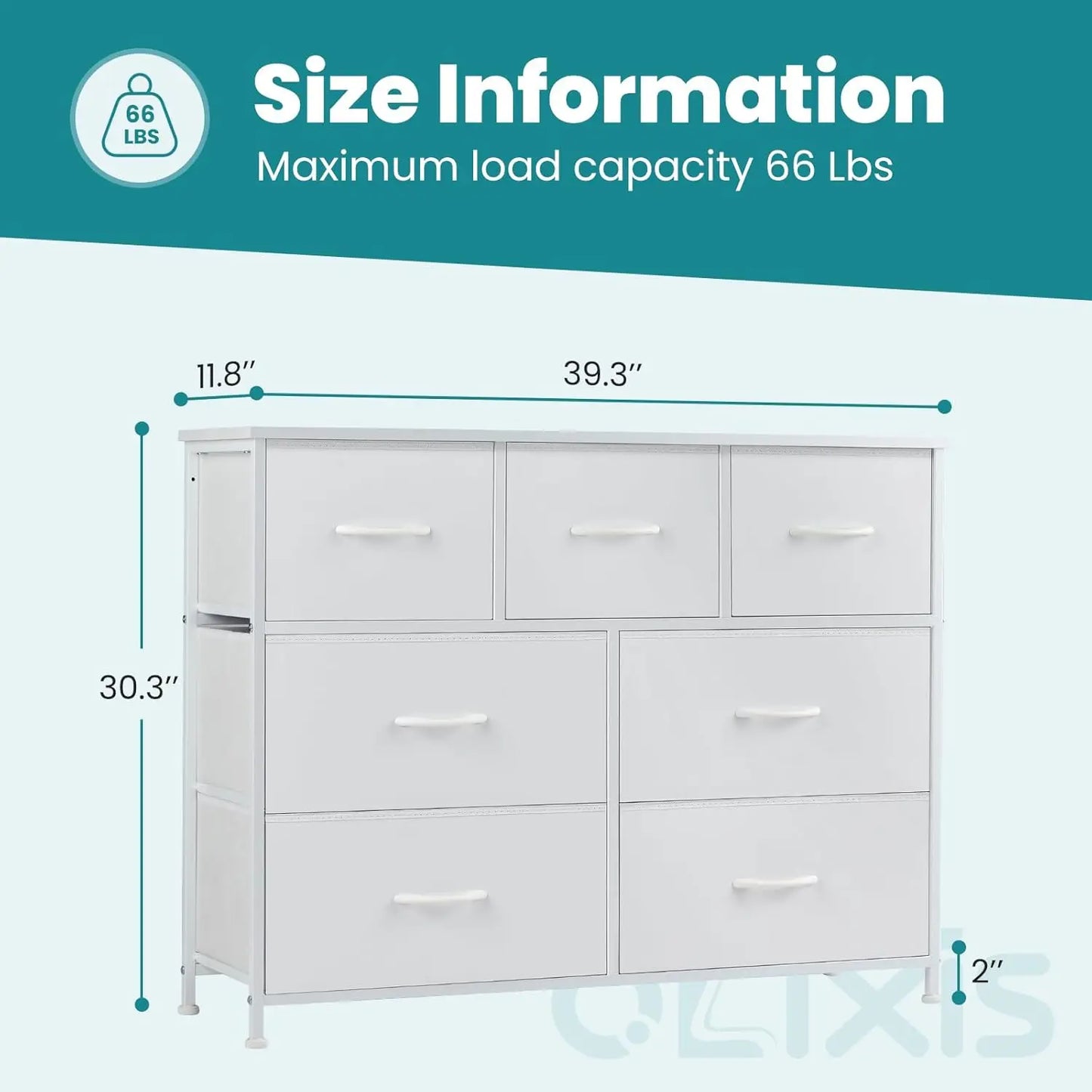 XMSJ Dresser With 7 Drawers And TV Stand Metal Frame