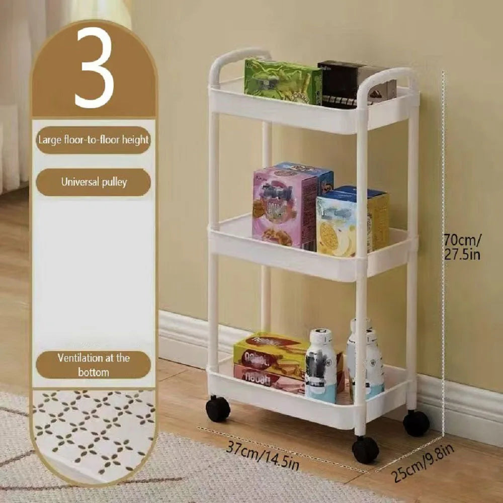 Plastic Multi Functional Rolling Storage Cart With Adjustable Shelves