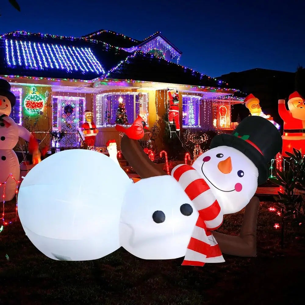LED Snowman Inflatable Outdoor Christmas Decoration for Lawn and Patio