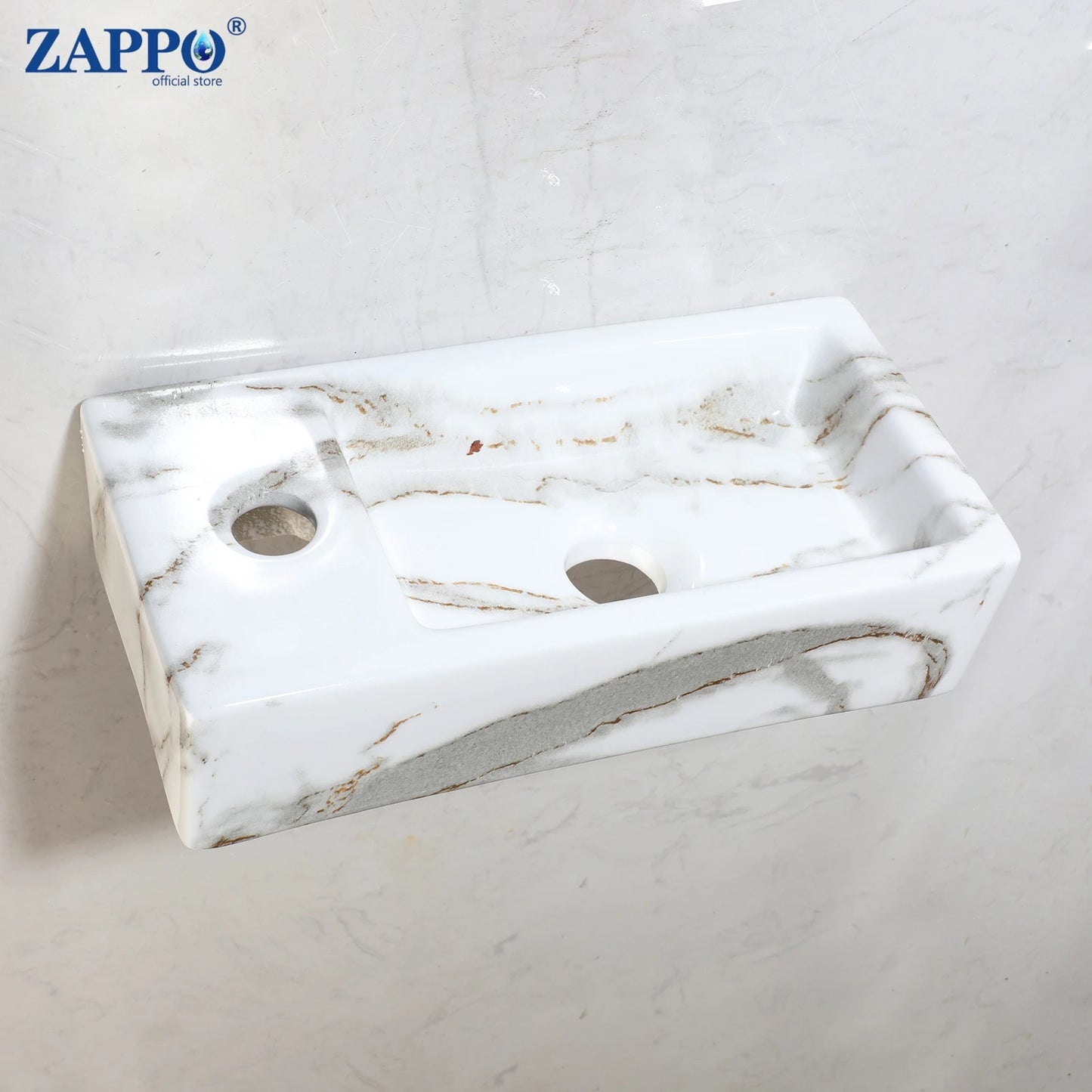 Torayvino Floating Vessel Sink Wall Mounted Rectangular Ceramic Basin